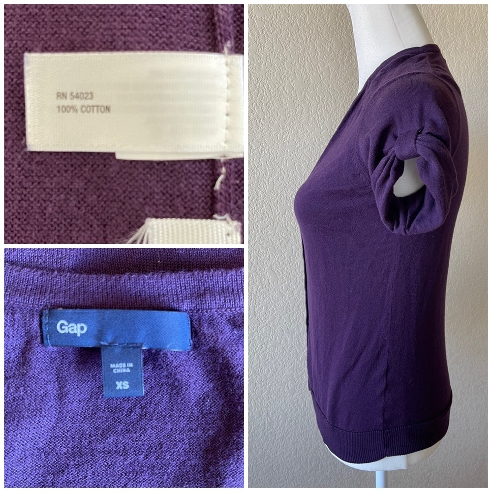 Gap purple short sleeve cotton cardigan - xs - Picture 2 of 2